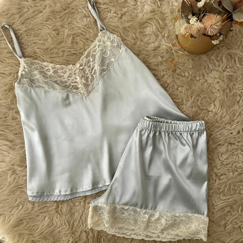 Pijama Fiona corto gris plata