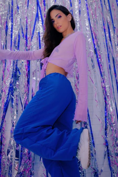 Calça parachutes cordão tactel azul - comprar online