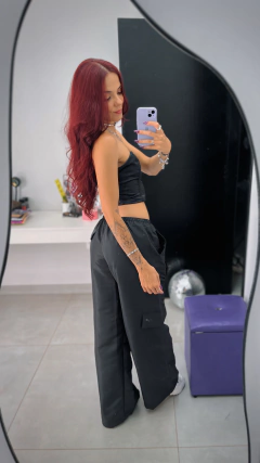 Calça cargo tecido tecnológico preto - comprar online