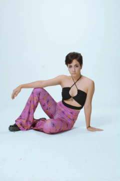 Calça flare elastic beware roxa - BY Famelli