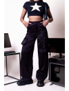 Calça satin cargo multipockets preto