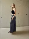 Calça alfaitaria renda cós wide leg chumbo