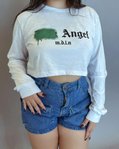 Cropped Manga Longa Dark Angel Branco - comprar online