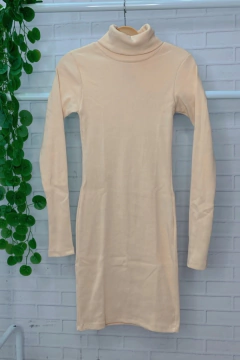 vestido canelado gola alta na internet