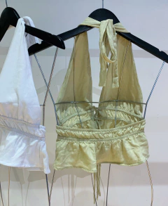 Top halter linho misto - BY Famelli