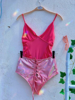 Body pink recortes w/ transparência - loja online