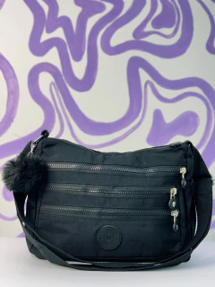 Bolsa tactel multifuncional w/ pompom preta na internet