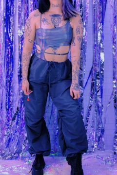 Body assimetrico laminado cut out - comprar online