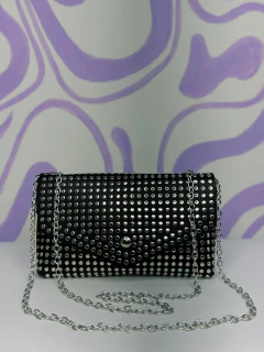 Bolsa pochete strass prata - BY Famelli
