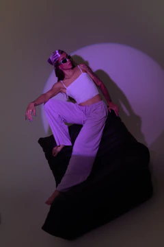 Calça wide leg malha resort lilás - BY Famelli