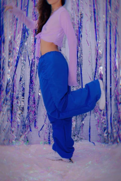 Calça parachutes cordão tactel azul