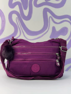 Bolsa tactel multifuncional w/ pompom roxa - comprar online