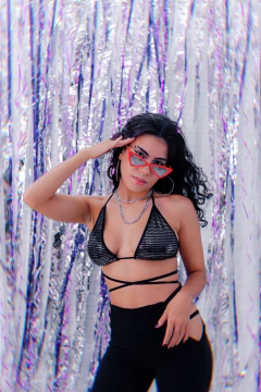 Top cortininha foil prata - BY Famelli