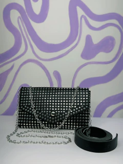 Bolsa pochete strass prata - comprar online