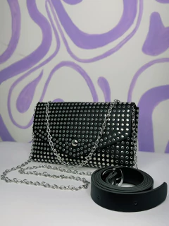 Bolsa pochete strass prata