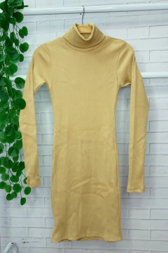 vestido canelado gola alta - comprar online