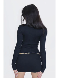 vestido canelado gola alta - loja online