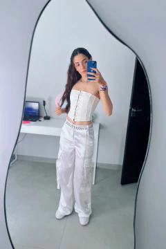 Corset sem alça lace up branco na internet