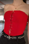 Corset sem alça lace up vermelho