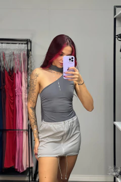 saia parachute com zíper frontal cinza - comprar online