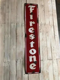 Cartel de chapa Firestone vertical