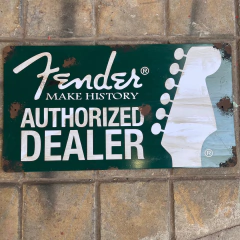 Cartel de chapa Fender verde