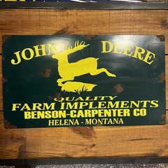 Cartel de chapa Johnn Deere verde