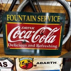 Cartel de chapa Coca founrain service