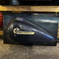 Tanque Moto Harley Davison Azul insignia beige
