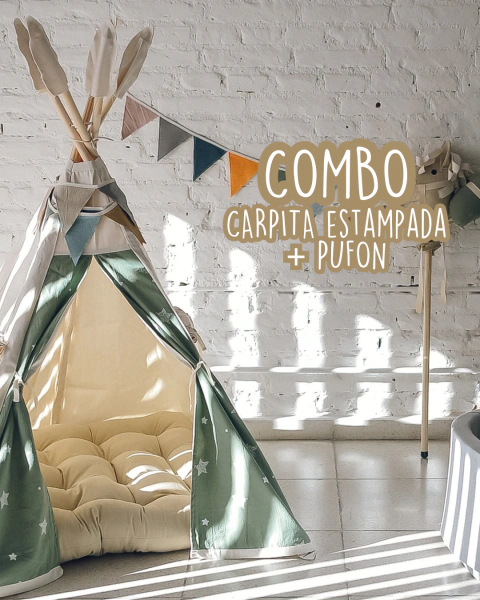COMBO DE CARPITA ESTAMPADA + PUFON