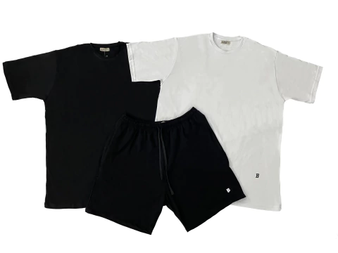 COMBO 2 Remeras + 1 Short Algodón rústico Negro