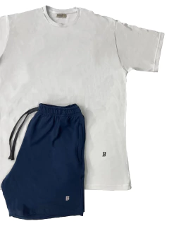 Combo 2 Remeras + 1 Short en Algodón Rústico Azul - comprar online