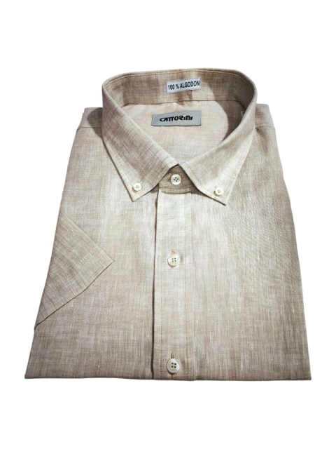 Camisa manga corta beige CATTORINI - comprar online