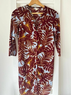 Vestido camisa mc azul Flores bordo H&M t.XS(ci01) - comprar online
