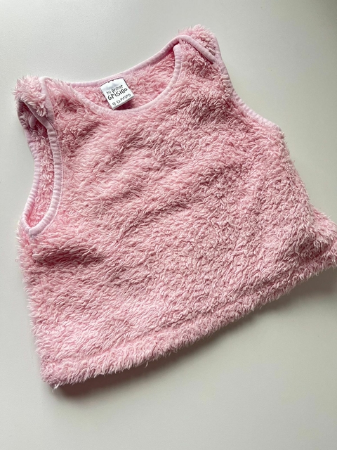 Chaleco rosa peludito grisino 9-12m(255)