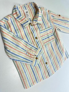 Camisa blanca lineas colores h&M 6-9m(150) - comprar online