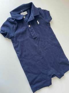 Enterito corto azul chomba de pique algodon ralph lauren 6m(62)