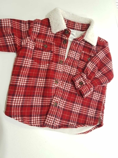 Camisaco cuadros rojo con corderito cuello carters 6m(254) - comprar online