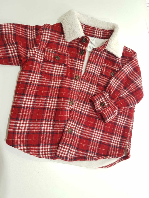 Camisaco cuadros rojo con corderito cuello carters 6m(254) - comprar online