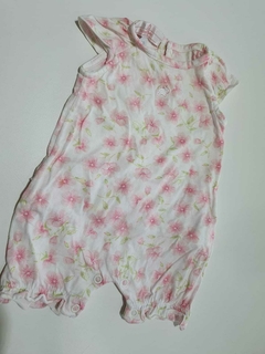 Romper de algodon corto flores rosas babycottons rn(301)