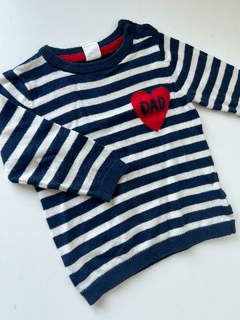 Sweter rayado azul y blanco corazon HyM 3M(243)