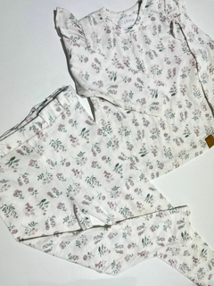 Conjunto remera ml volados y calza blanca floreado crayon 18m(179) - comprar online