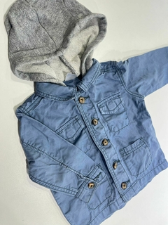 Saco de jean y botones con capucha gris carters 12m(351 ) - comprar online