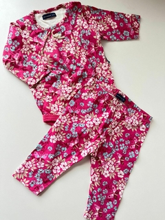 Conjunto body y calza fucsia con flores mimo 3m(124)