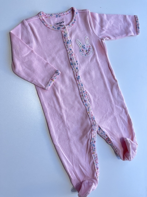Enterito rosa con flores y conejito Carters t3m(157)