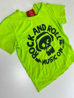 Remera mc verde fluor calavera grisino 18-24m(110) - comprar online