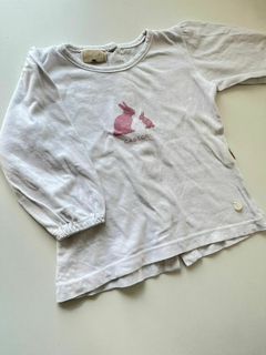 Remera ml blanca conejito rosa castoro 4a(283)