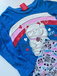 Remera ml azul de gato Grisino 4-5a(302)