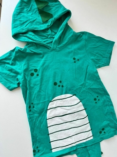 Remera mc verde con capucha dino poim 4a(326)