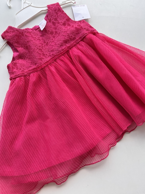 Vestido fucsia tull importado t6-9m(11)